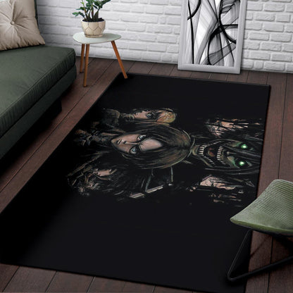 Attack On Titan Anime Area Rug - Evil Eren Titan Vs Human Battle Black Rugs Home Decor