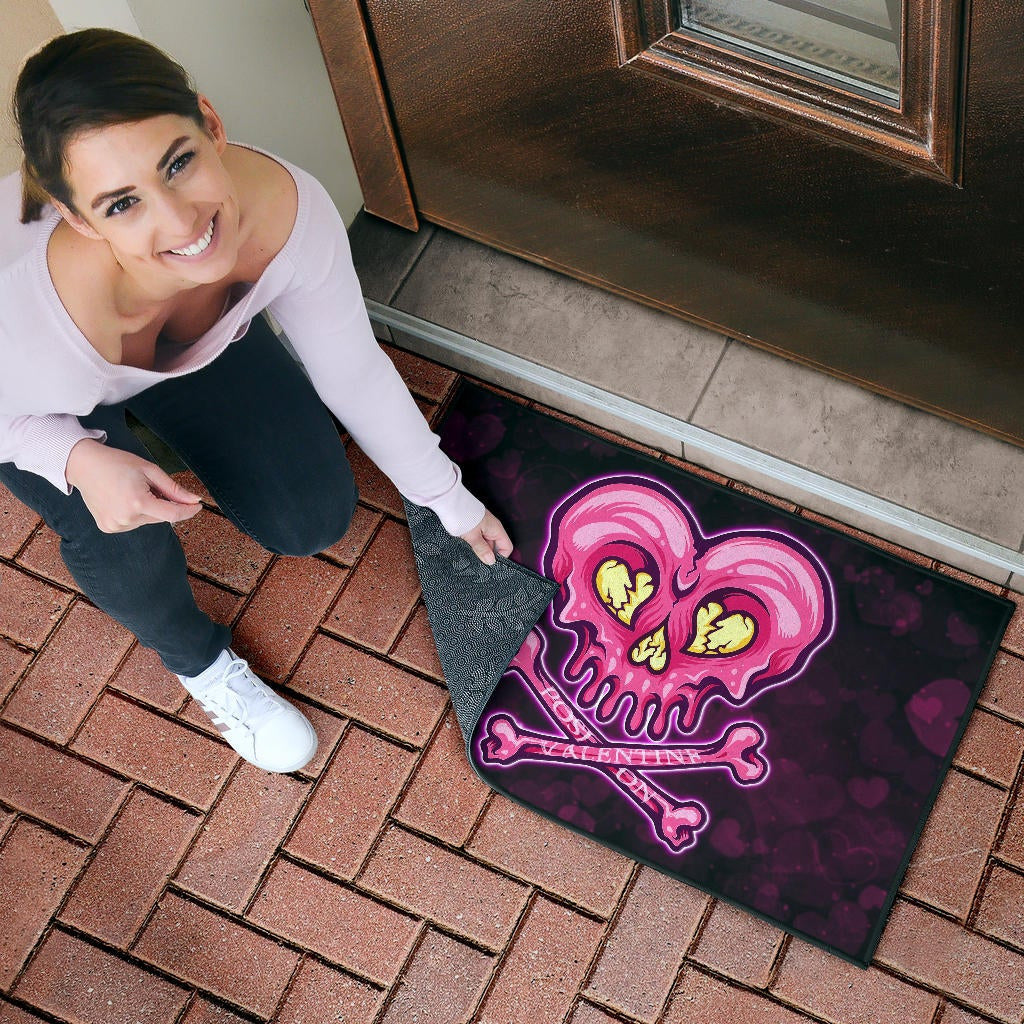 Valentine Door Mat Melting Heart Skull Poison Valentine Heart Background Door Mat Home Decor NT121103