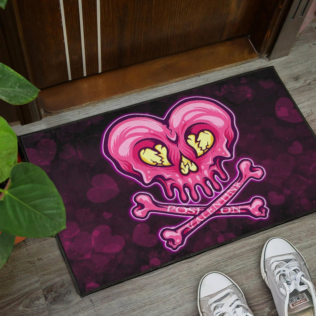 Valentine Door Mat Melting Heart Skull Poison Valentine Heart Background Door Mat Home Decor NT121103