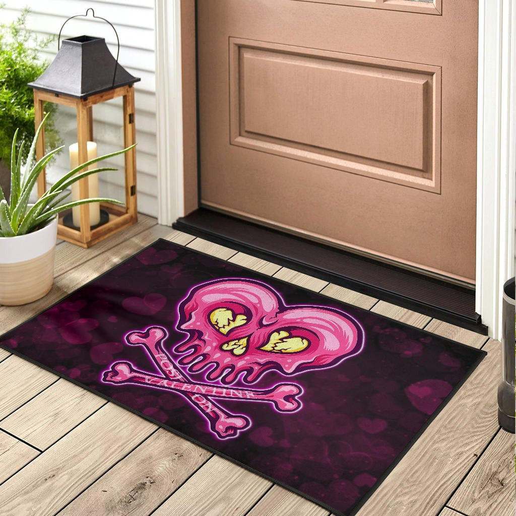 Valentine Door Mat Melting Heart Skull Poison Valentine Heart Background Door Mat Home Decor NT121103