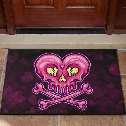 Valentine Door Mat Melting Heart Skull Poison Valentine Heart Background Door Mat Home Decor NT121103