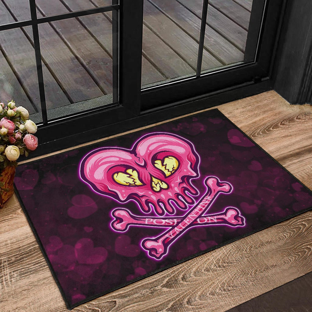 Valentine Door Mat Melting Heart Skull Poison Valentine Heart Background Door Mat Home Decor NT121103