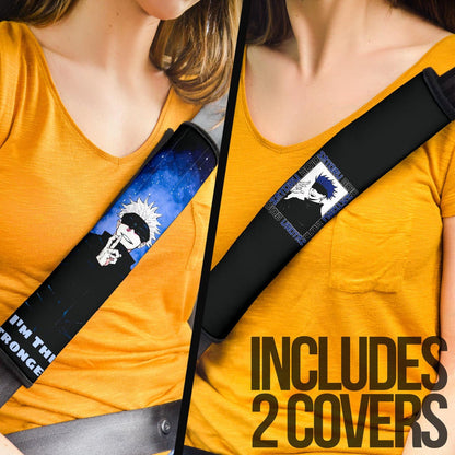Jujutsu Kaisen Anime Seat Belt Covers - Satoru Gojo Smiling Hand Sign I'm The Strongest Belt Covers