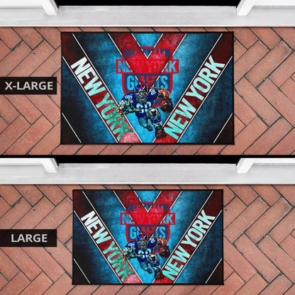 New York Giants American Football Team Door Mat Muscle Player Holding Rugby And Running Door Mat Home Decor