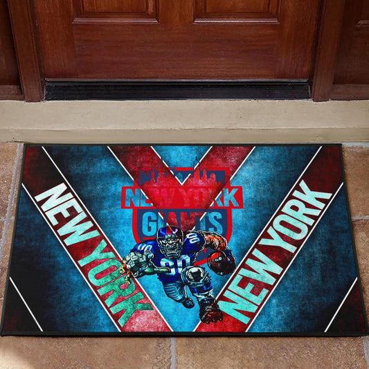 New York Giants American Football Team Door Mat Muscle Player Holding Rugby And Running Door Mat Home Decor