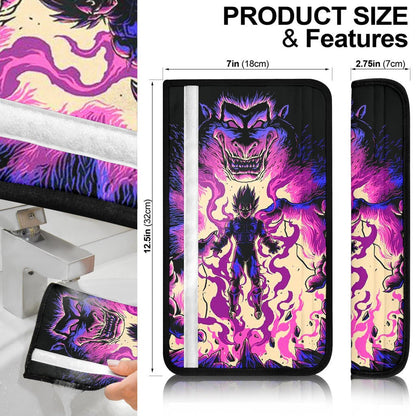 Dragon Ball Anime Seat Belt Covers - Vegeta Evil Super Power Majin M Neon Symbol Belt Covers