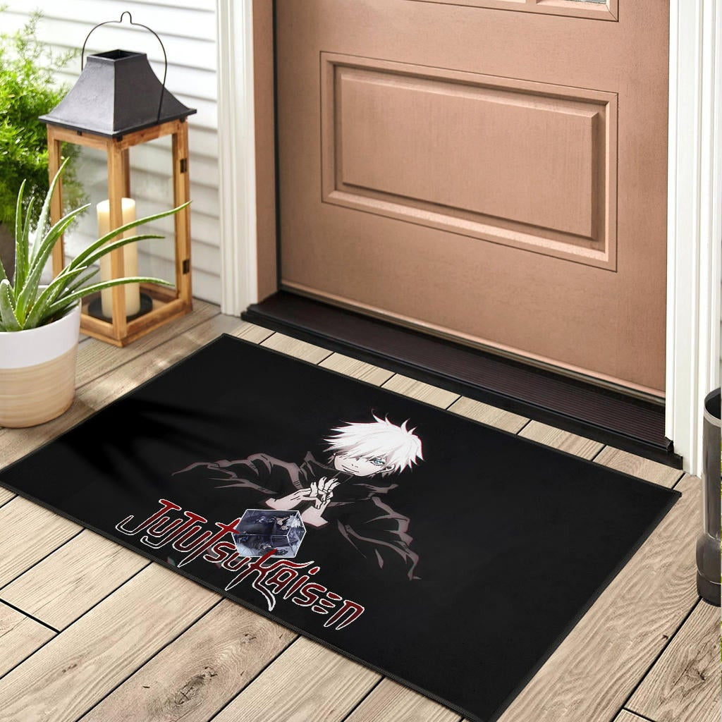 Jujutsu Kaisen Anime Door Mat Cool Satoru Gojo Holding Eye Rubik Prison Realm Door Mat Home Decor