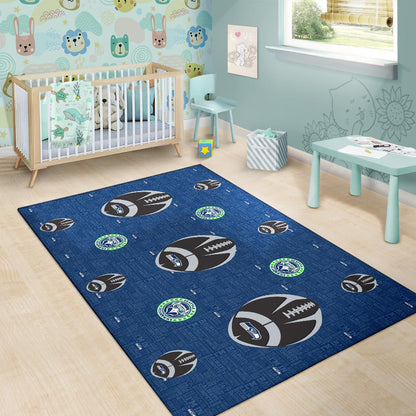 American Football Team Area Rug - Seattle Seahawks Cool Rugby Balls Blue Rugs Home Decor