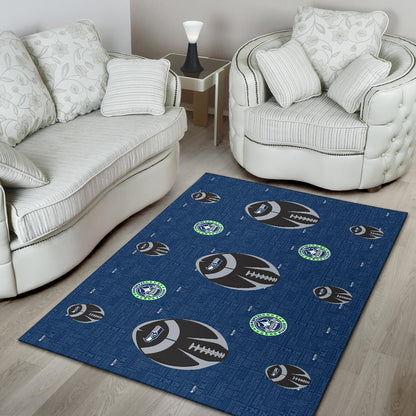 American Football Team Area Rug - Seattle Seahawks Cool Rugby Balls Blue Rugs Home Decor