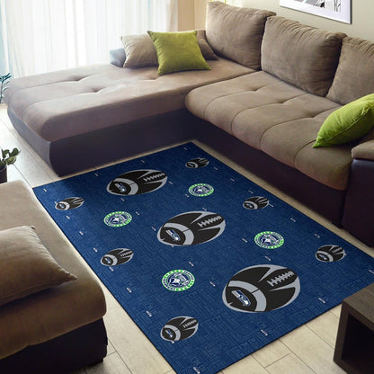 American Football Team Area Rug - Seattle Seahawks Cool Rugby Balls Blue Rugs Home Decor