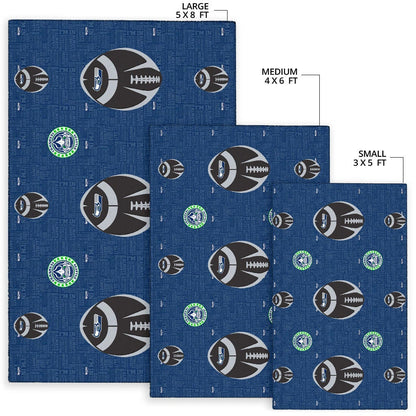 American Football Team Area Rug - Seattle Seahawks Cool Rugby Balls Blue Rugs Home Decor