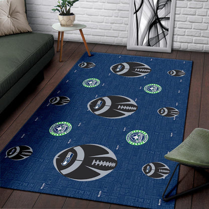 American Football Team Area Rug - Seattle Seahawks Cool Rugby Balls Blue Rugs Home Decor