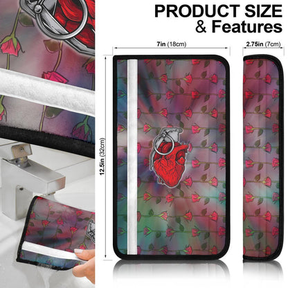 Valentine Seat Belt Covers Heart Frag Grenade Valentine Inside Me Rose Patterns Belt Covers