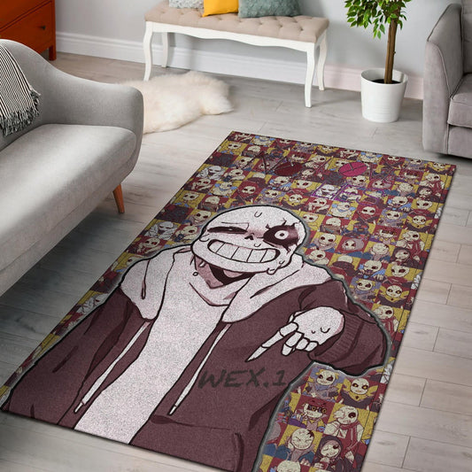Valentine Area Rug - Sans Undertale Wearing Jacket Sweating No Love Lies Patterns Rugs Home Decor