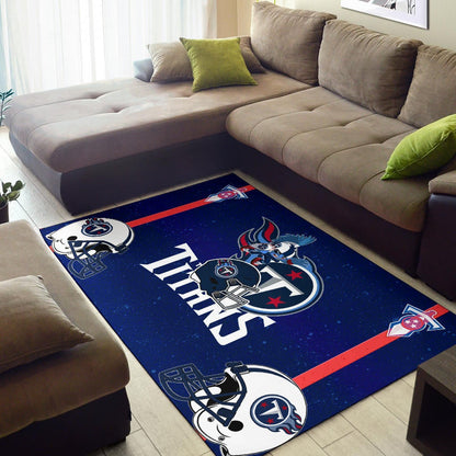 Tennessee Titans American Football Team Area Rug Little Player With Helmet Patterns Blue Galaxy Rugs Home Decor