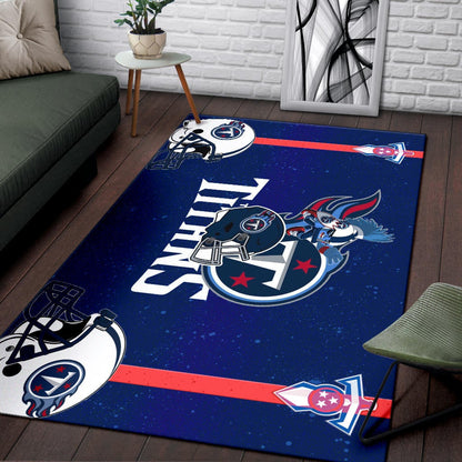 Tennessee Titans American Football Team Area Rug Little Player With Helmet Patterns Blue Galaxy Rugs Home Decor