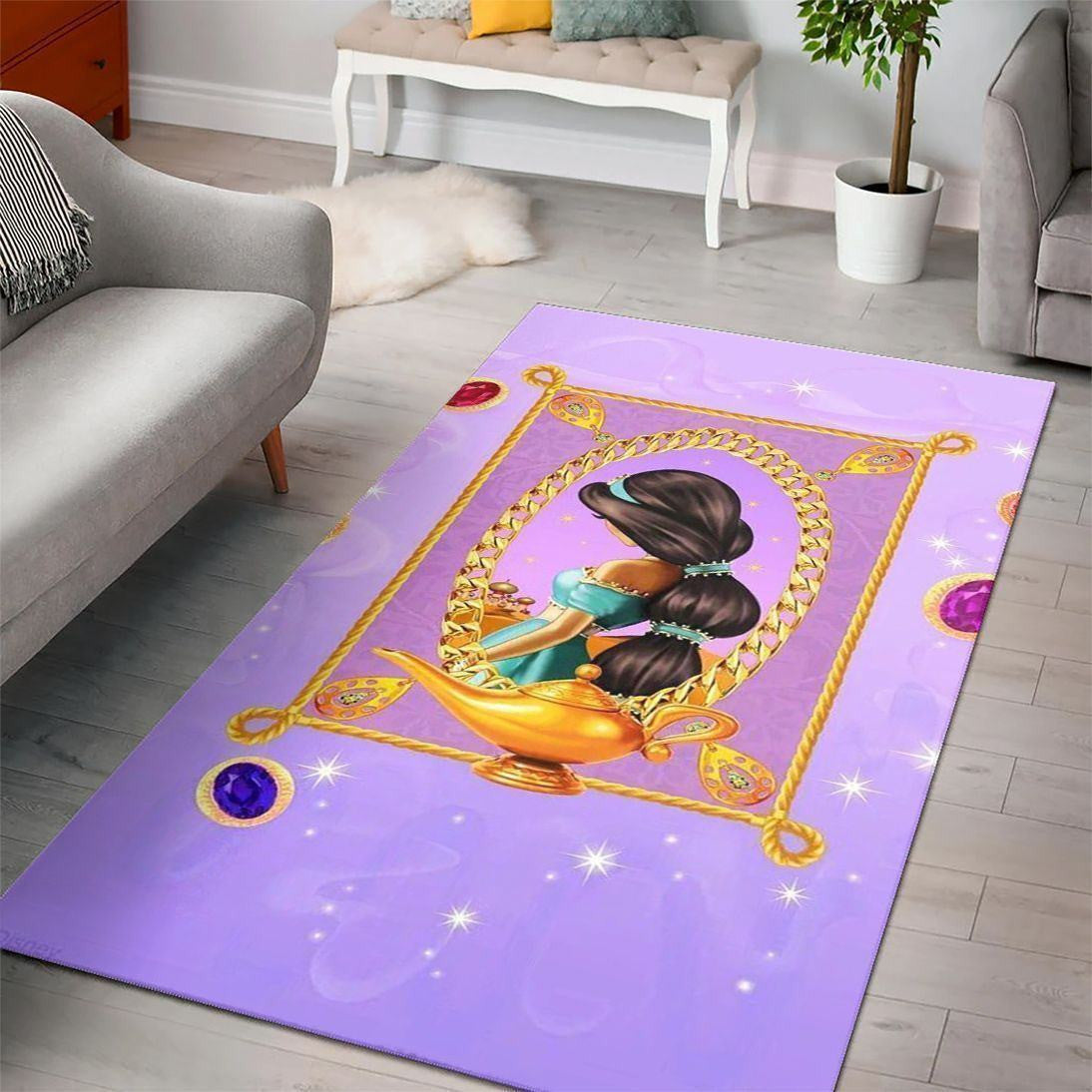Disney Movies Rectangle Rug | Jasmine Aladdin Disney Movies Living Room Cartoon Floor Carpet