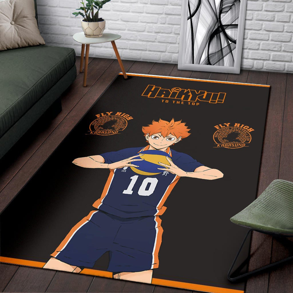 Haikyuu Anime Area Rug - Hinata Shoyo Smile Crow Fly High Rugs Home Decor