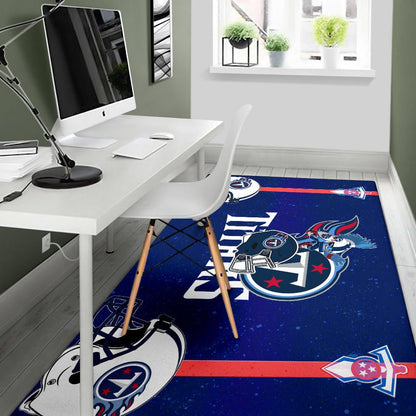 Tennessee Titans American Football Team Area Rug Little Player With Helmet Patterns Blue Galaxy Rugs Home Decor