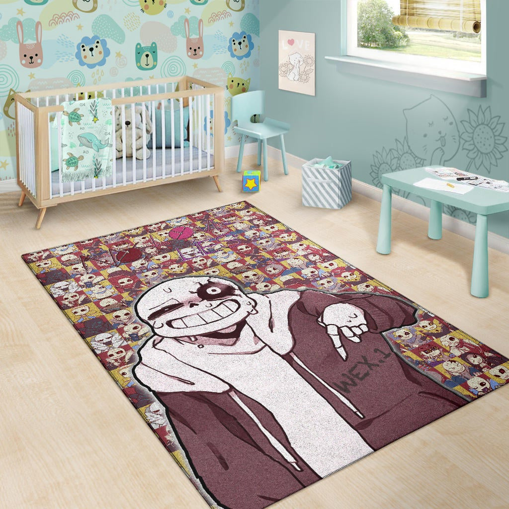 Valentine Area Rug - Sans Undertale Wearing Jacket Sweating No Love Lies Patterns Rugs Home Decor