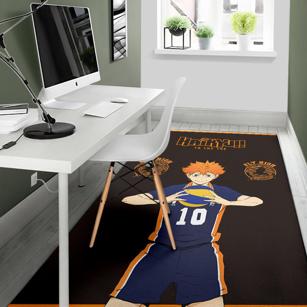 Haikyuu Anime Area Rug - Hinata Shoyo Smile Crow Fly High Rugs Home Decor