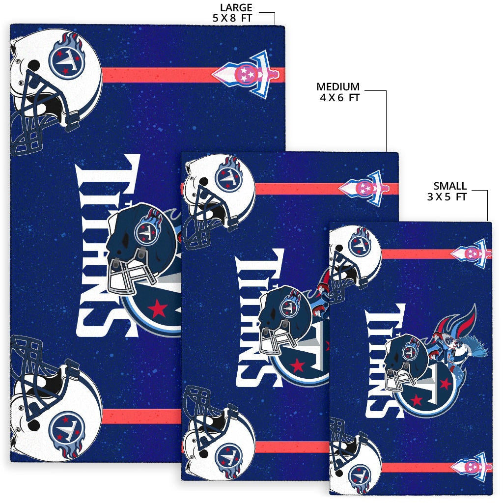 Tennessee Titans American Football Team Area Rug Little Player With Helmet Patterns Blue Galaxy Rugs Home Decor