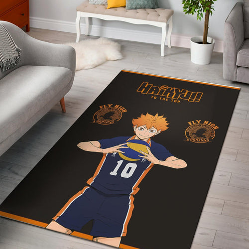 Haikyuu Anime Area Rug - Hinata Shoyo Smile Crow Fly High Rugs Home Decor