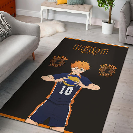 Haikyuu Anime Area Rug - Hinata Shoyo Smile Crow Fly High Rugs Home Decor