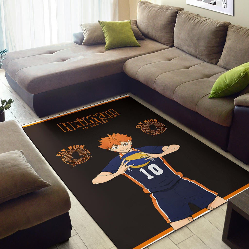 Haikyuu Anime Area Rug - Hinata Shoyo Smile Crow Fly High Rugs Home Decor
