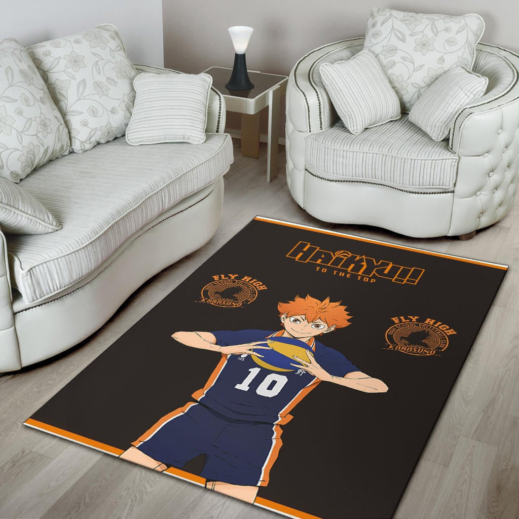 Haikyuu Anime Area Rug - Hinata Shoyo Smile Crow Fly High Rugs Home Decor