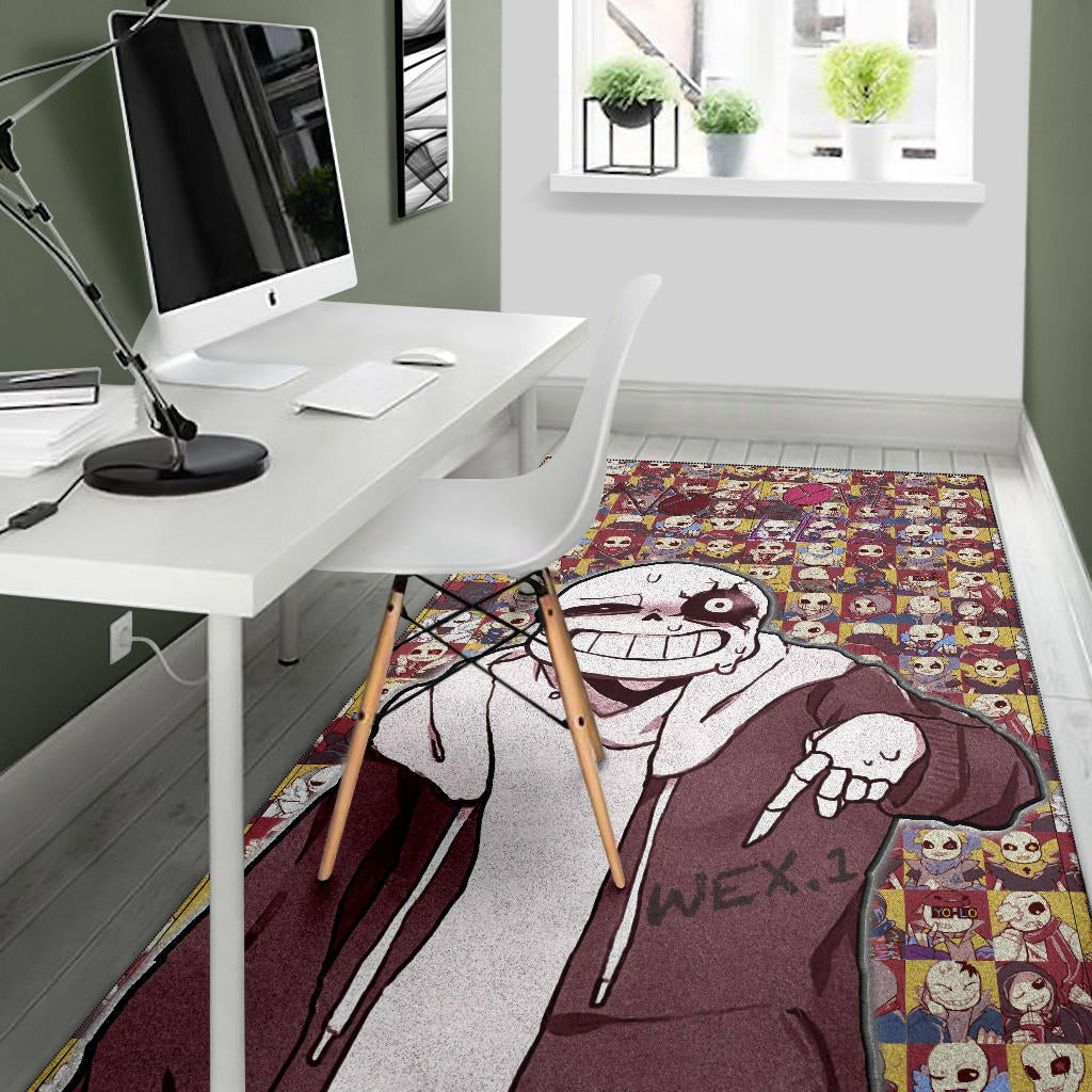 Valentine Area Rug - Sans Undertale Wearing Jacket Sweating No Love Lies Patterns Rugs Home Decor