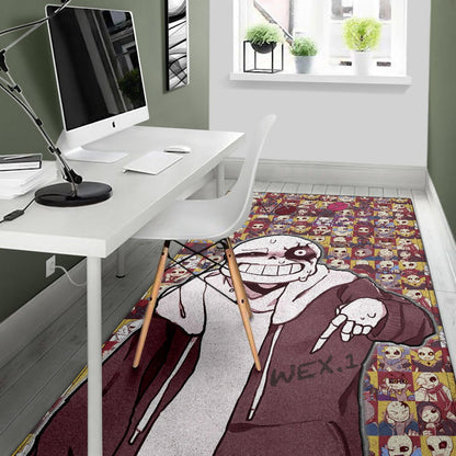 Valentine Area Rug - Sans Undertale Wearing Jacket Sweating No Love Lies Patterns Rugs Home Decor