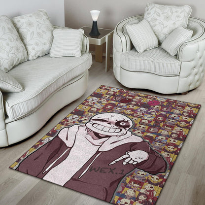 Valentine Area Rug - Sans Undertale Wearing Jacket Sweating No Love Lies Patterns Rugs Home Decor