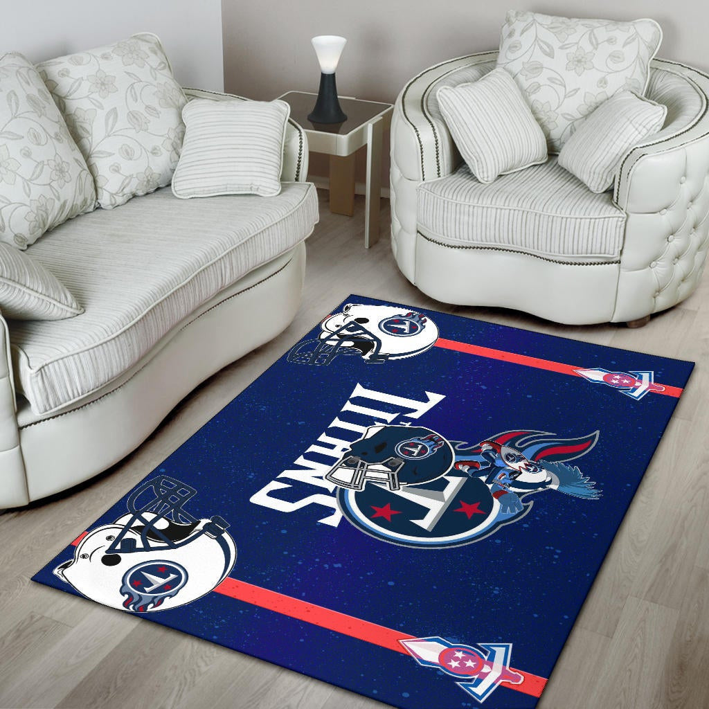 Tennessee Titans American Football Team Area Rug Little Player With Helmet Patterns Blue Galaxy Rugs Home Decor