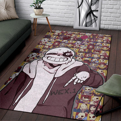 Valentine Area Rug - Sans Undertale Wearing Jacket Sweating No Love Lies Patterns Rugs Home Decor