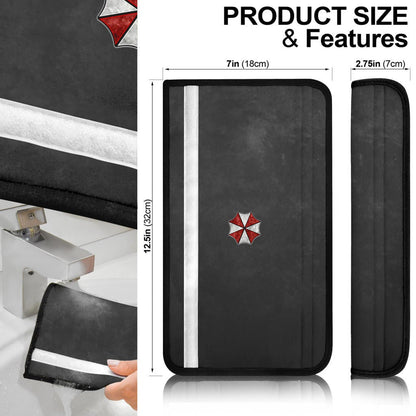 Resident Evil Game Seat Belt Covers - Metal Umbrella Corporation Symbol Belt Covers