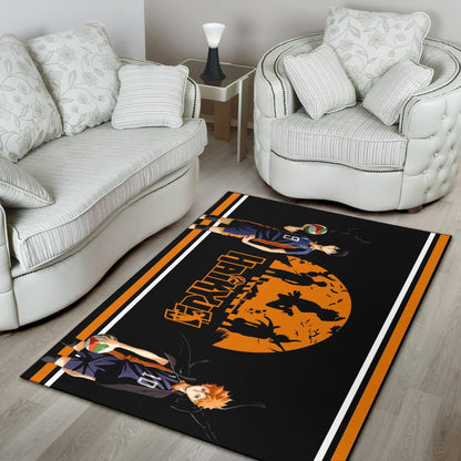 Haikyuu Anime Area Rug - Hinata Shoyo And Kageyama Play Volleyball Silhouette Rugs Home Decor