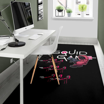 Squid Game Movie Area Rug Three Squid Workers Round Square Triangle Attack Rugs Home Decor