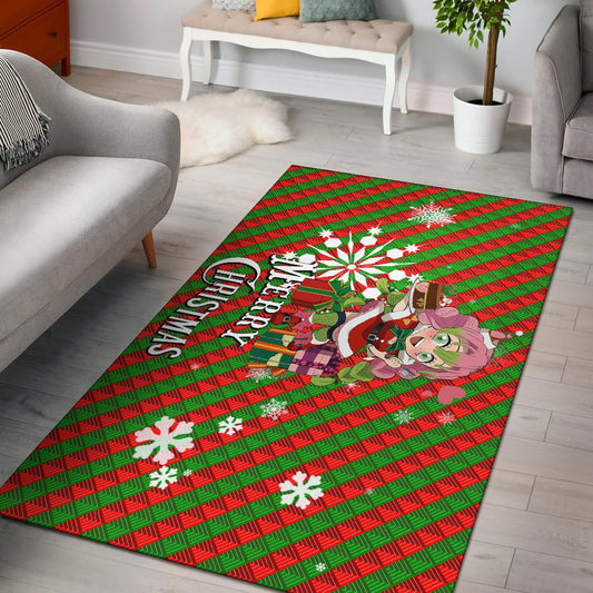 Demon Slayer Anime Area Rug - Merry Christmas Mitsuri Chibi Xmas Sweet Girl Rugs Home Decor