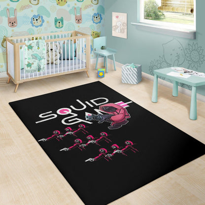 Squid Game Movie Area Rug Three Squid Workers Round Square Triangle Attack Rugs Home Decor
