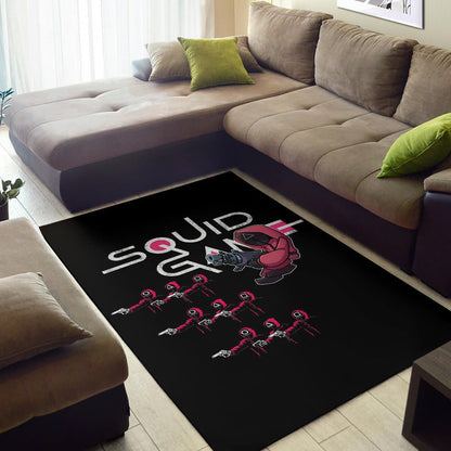 Squid Game Movie Area Rug Three Squid Workers Round Square Triangle Attack Rugs Home Decor