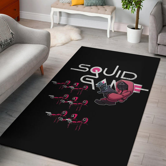 Squid Game Movie Area Rug Three Squid Workers Round Square Triangle Attack Rugs Home Decor