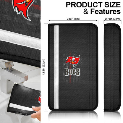 Tampa Bay Buccaneers American Football Team Seat Belt Covers Pirate Flag With Rugby Ball Bugs Belt Covers