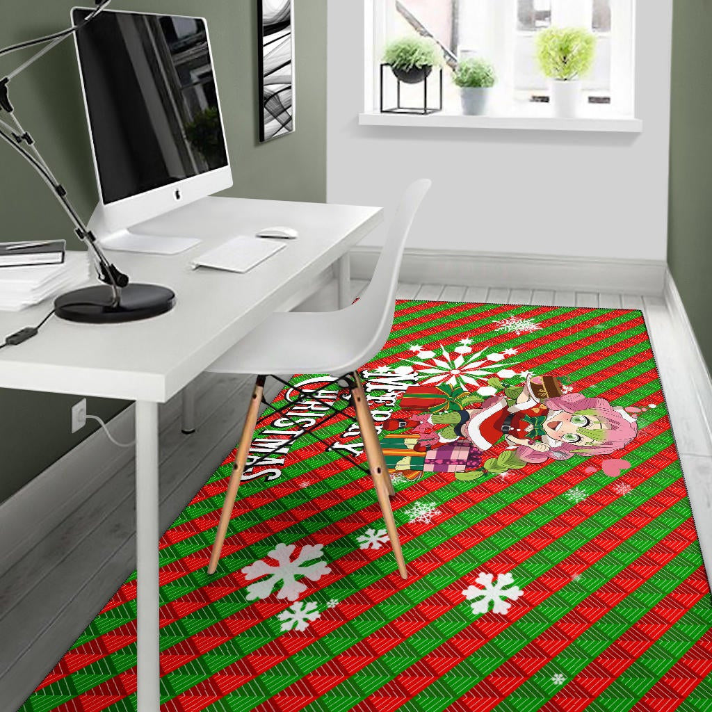 Demon Slayer Anime Area Rug - Merry Christmas Mitsuri Chibi Xmas Sweet Girl Rugs Home Decor