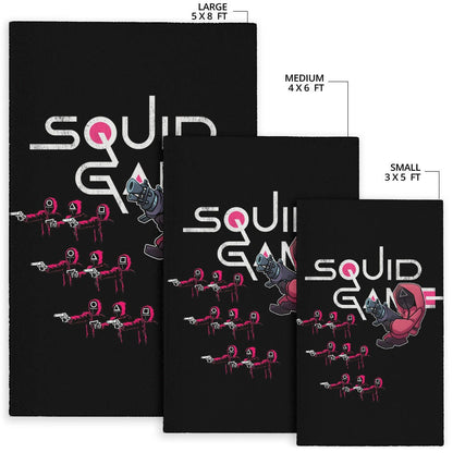 Squid Game Movie Area Rug Three Squid Workers Round Square Triangle Attack Rugs Home Decor