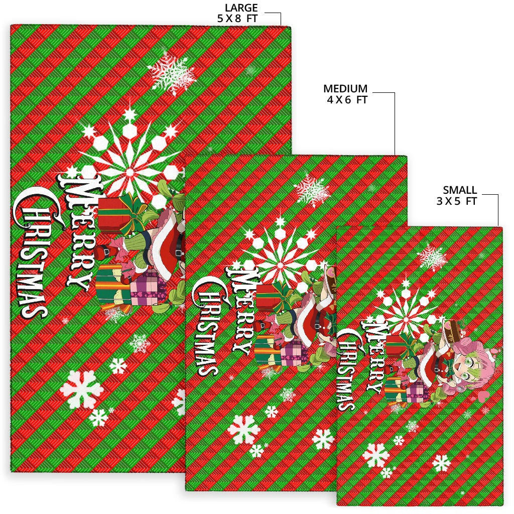 Demon Slayer Anime Area Rug - Merry Christmas Mitsuri Chibi Xmas Sweet Girl Rugs Home Decor
