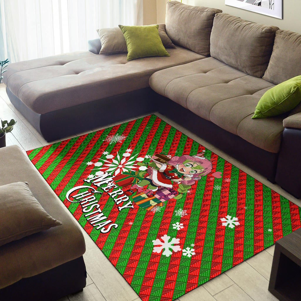 Demon Slayer Anime Area Rug - Merry Christmas Mitsuri Chibi Xmas Sweet Girl Rugs Home Decor