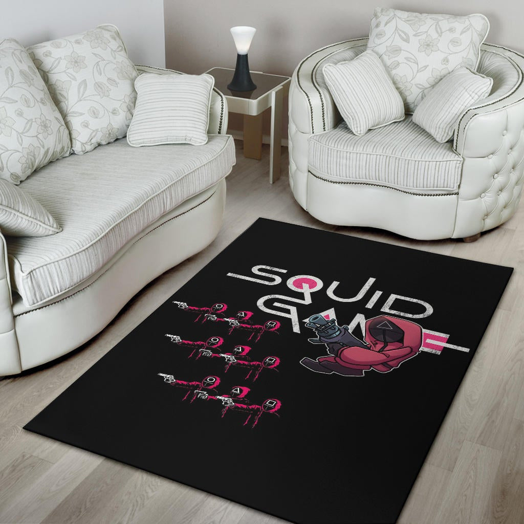 Squid Game Movie Area Rug Three Squid Workers Round Square Triangle Attack Rugs Home Decor