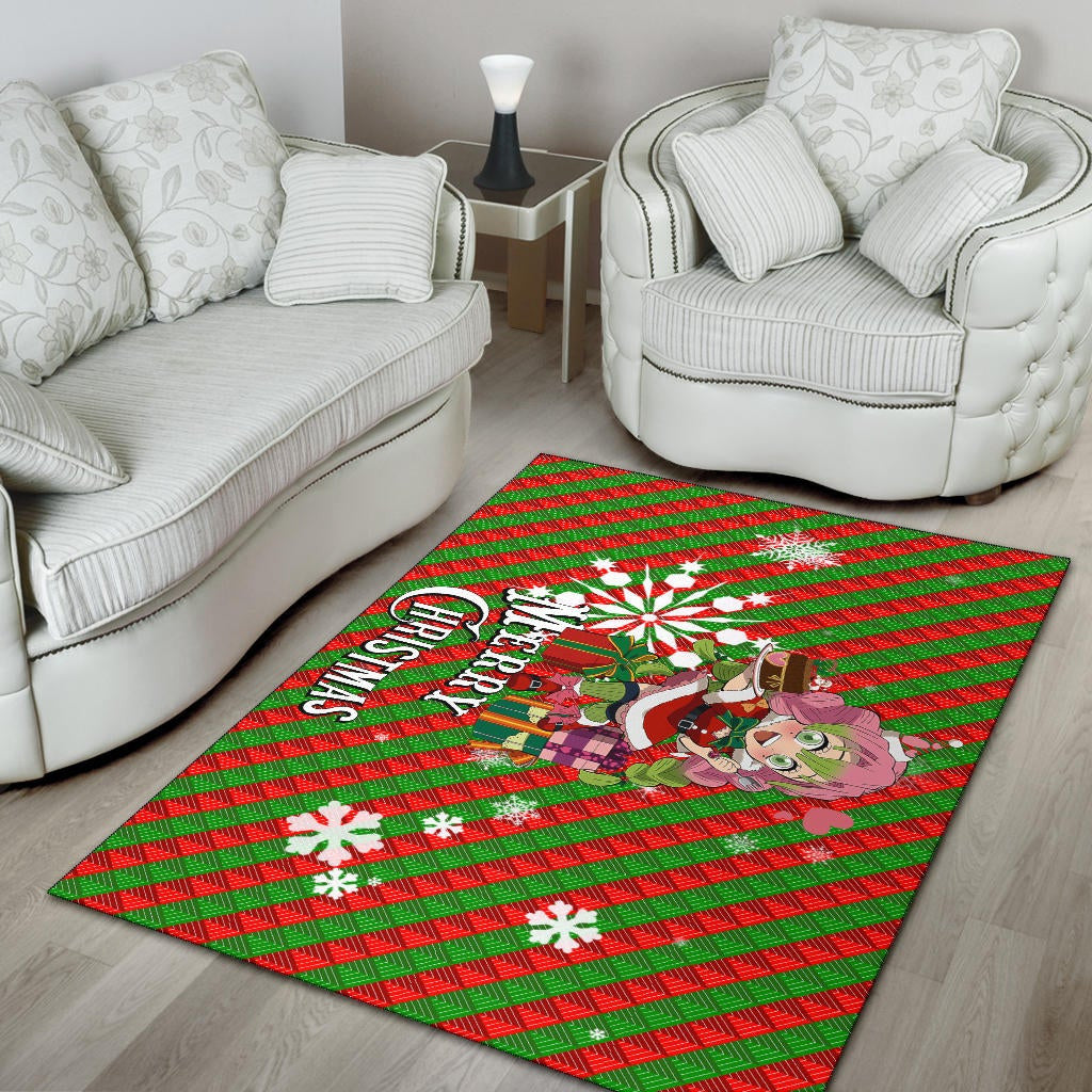 Demon Slayer Anime Area Rug - Merry Christmas Mitsuri Chibi Xmas Sweet Girl Rugs Home Decor