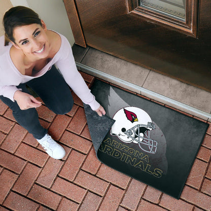 American Football Team Door Mat - Arizona Cardinals Grey Silhouette White Helmet Door Mat Home Decor